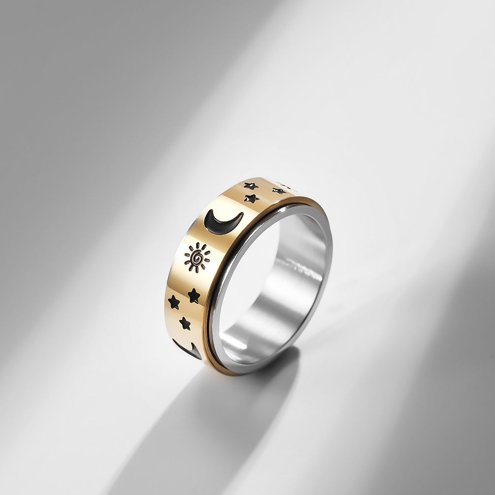 Planderful Rotatable Ring Stainless Steel Stress Relief Fidget Jewelry For Everyday Wear Unisex