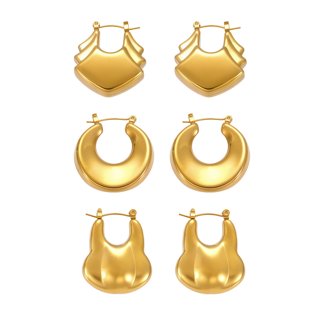 Planderful Genie 18K Gold Circle Geometric Earrings Women