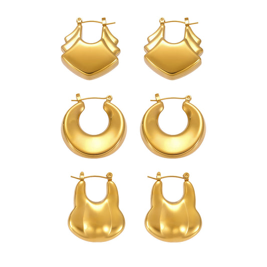 Planderful Genie 18K Gold Circle Geometric Earrings Women