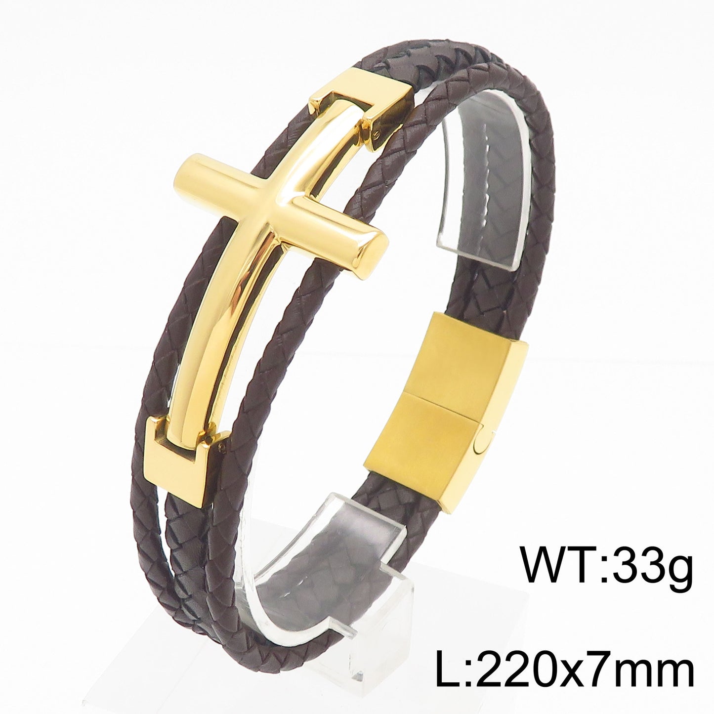 Mens Stainless Steel Cross Bracelet Planderful Layered