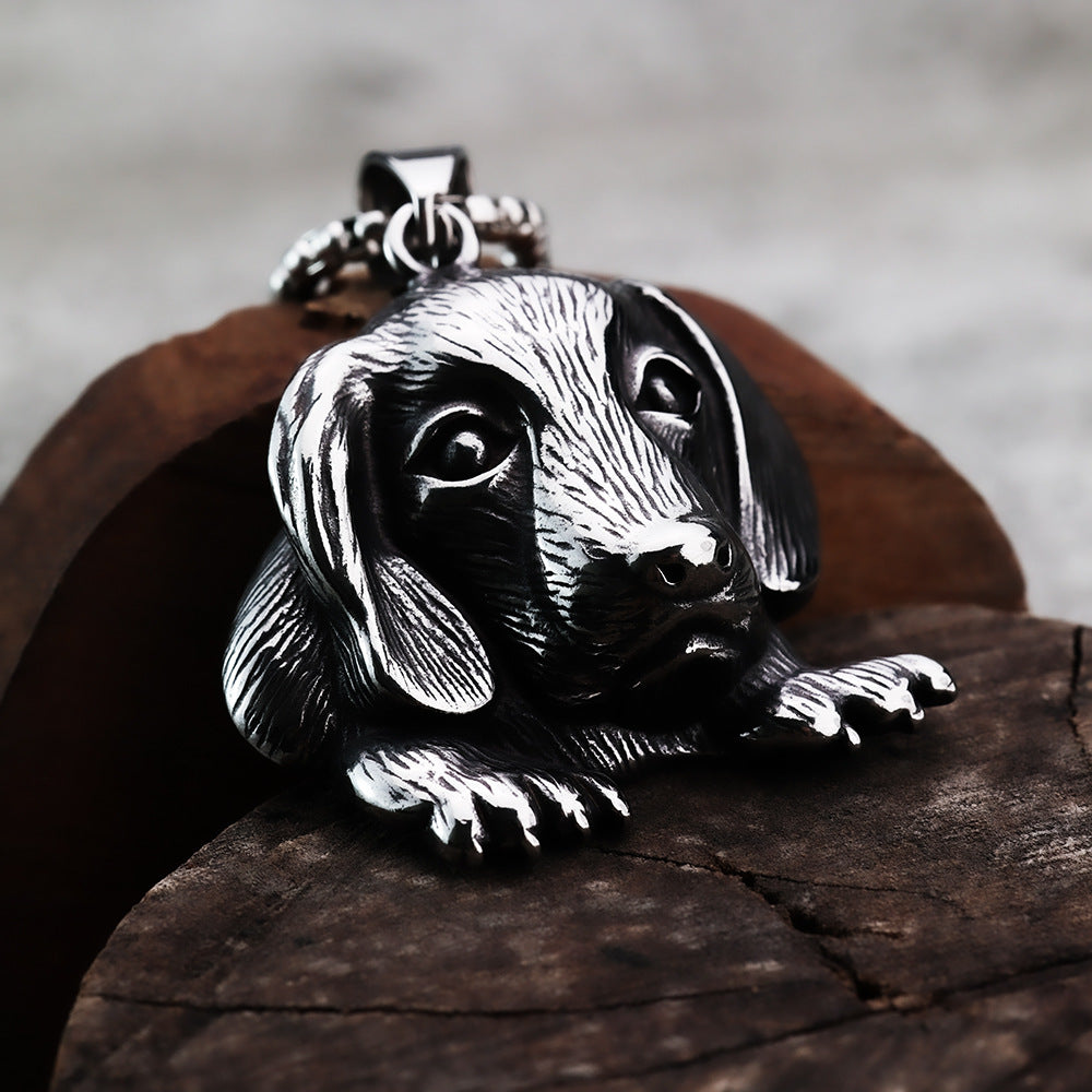Vintage Pet Stainless Steel Men's Pendant Necklace
