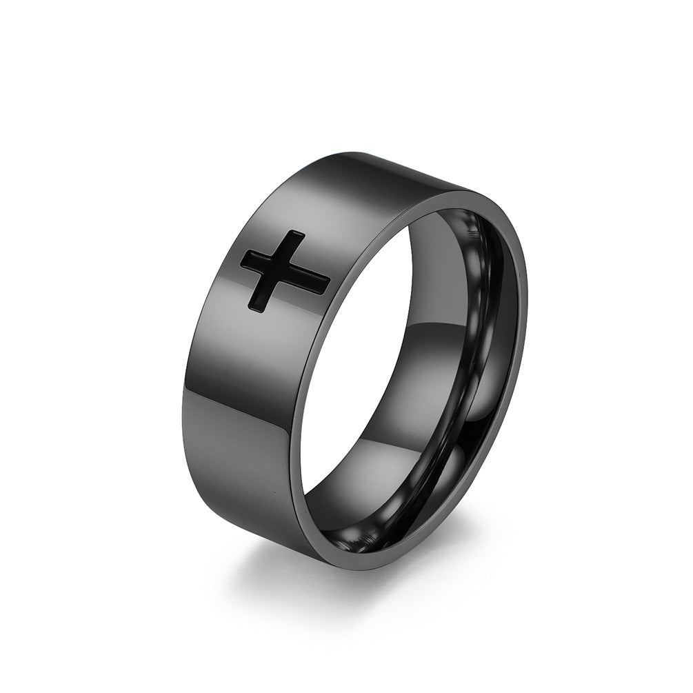 Planderful Simple Cross Stainless Steel Ring for Men