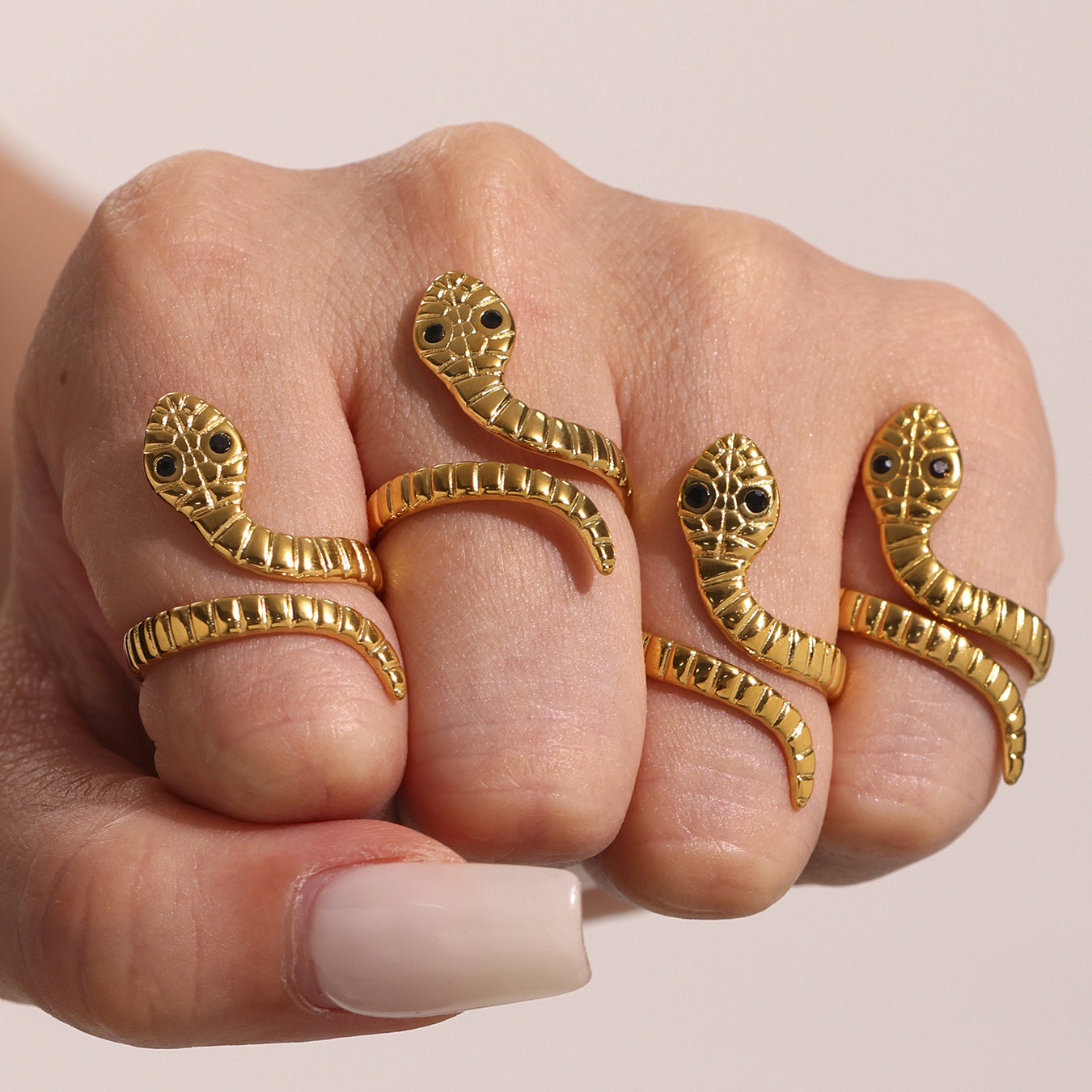 Planderful Snake Ring Stainless Steel Open Ring For Men