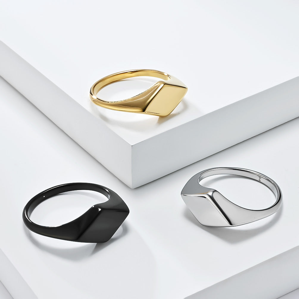 Planderful Rhombus Geometry Ring For Women And Unisex Minimalist Steel Jewelry With Modern Bold Design