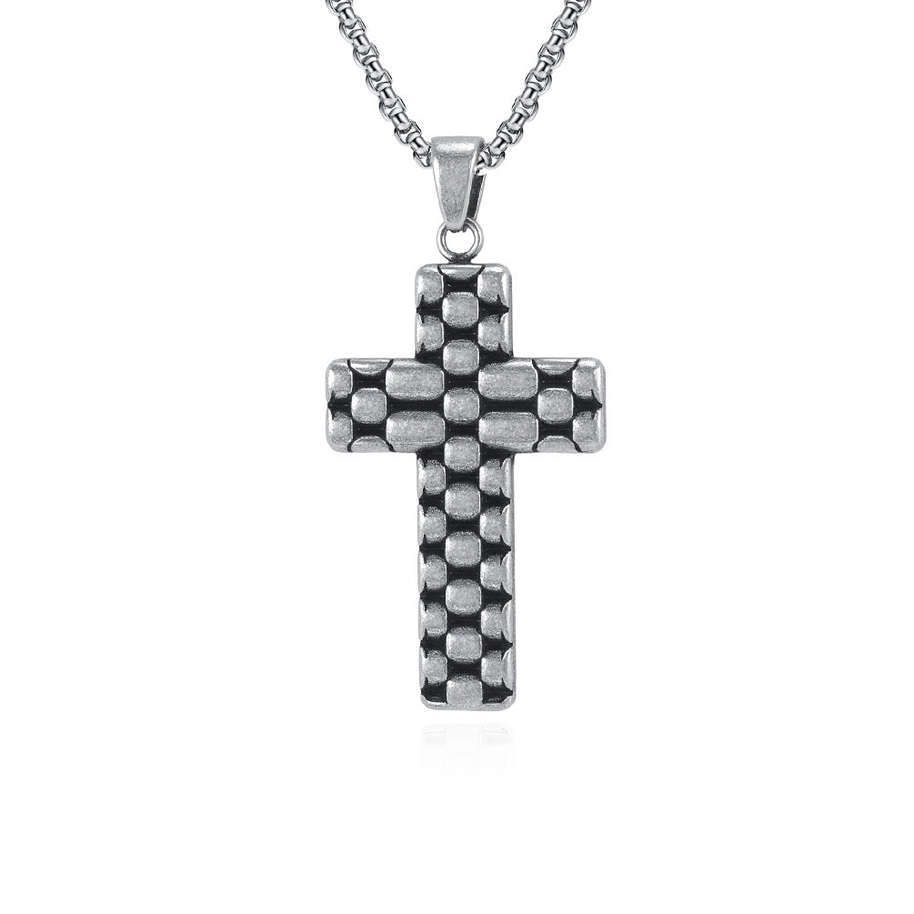 Planderful Titanium Steel Cross Necklace For Men Vintage Hipster Pendant Durable Everyday Genie Collection