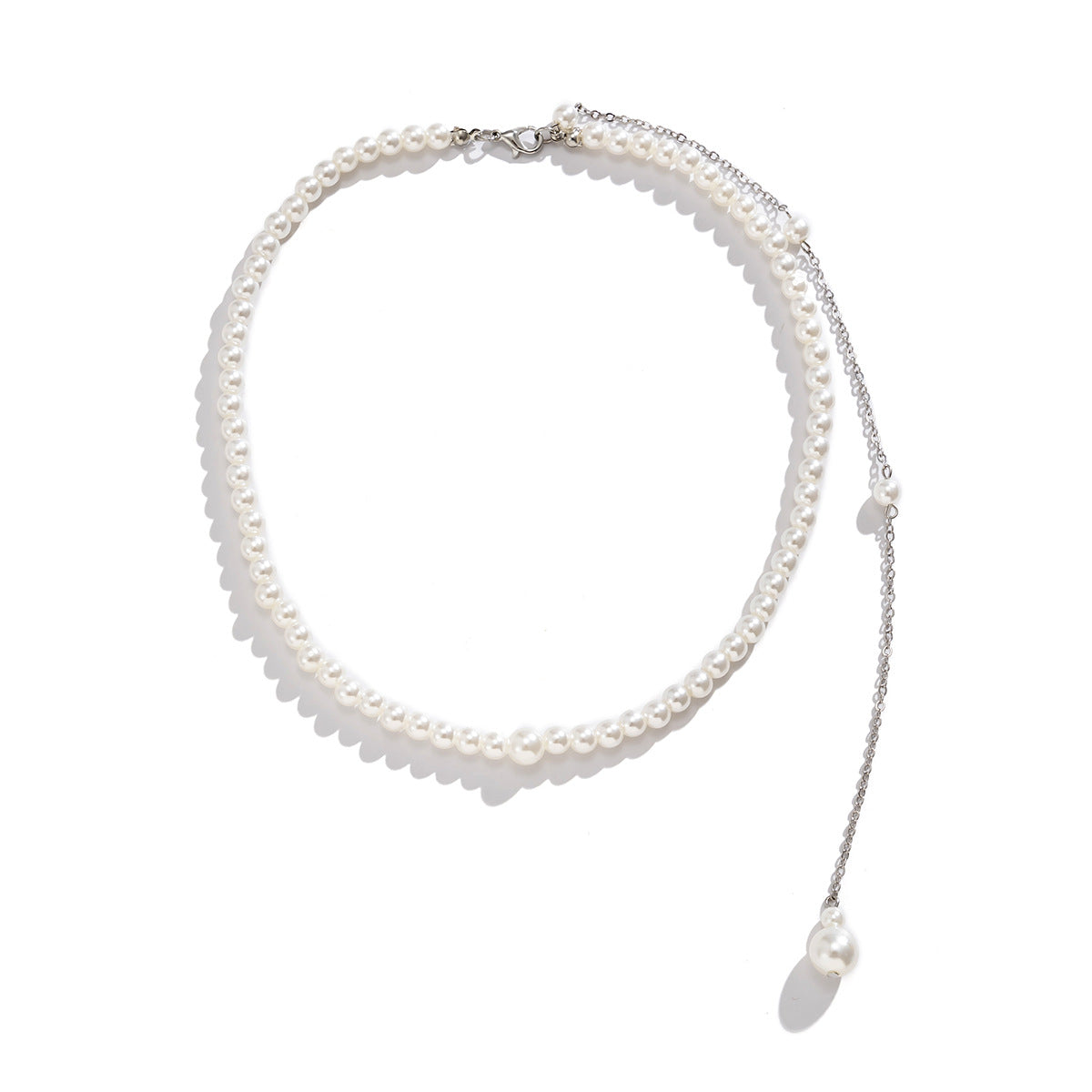 Pastoral Wind Geometric Beaded Body Chain Necklace with Imitation Pearl Tassel