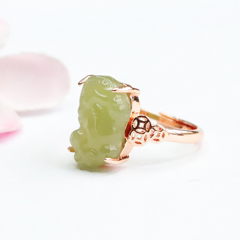 Hetian Jade Pixiu Coin Ring