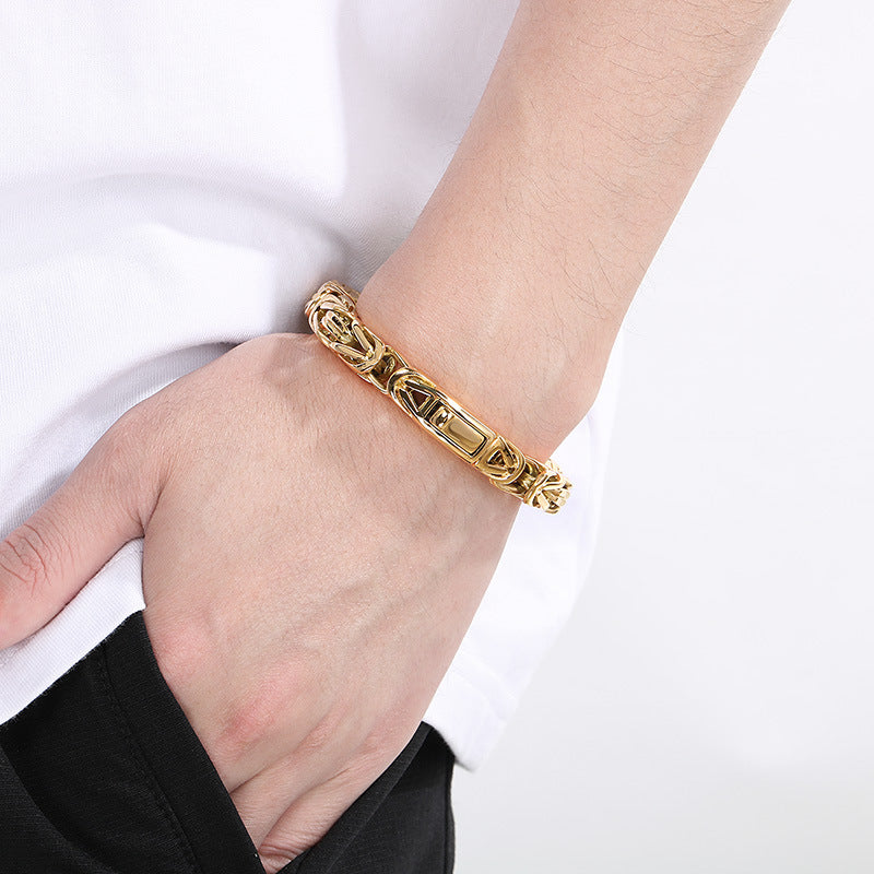 Planderful Custom Mens Square Titanium Steel Punk Bracelet