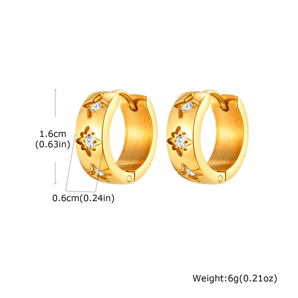 Gold-Tone Crystal Starburst Huggie Hoop Earrings