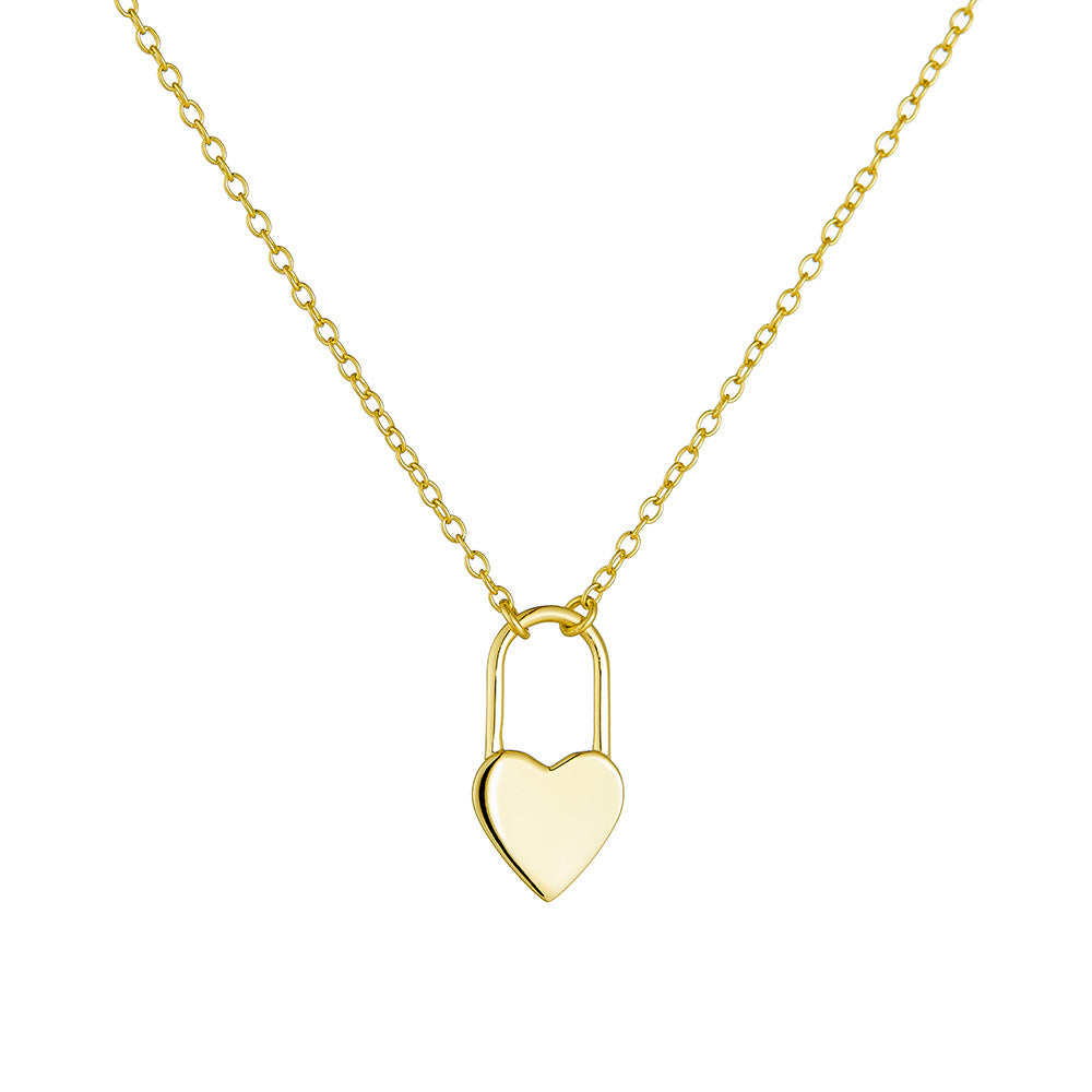 Planderful Sterling Silver Love Lock Necklace For Women Minimalist Geometric S925 Light Luxury Collarbone Chain