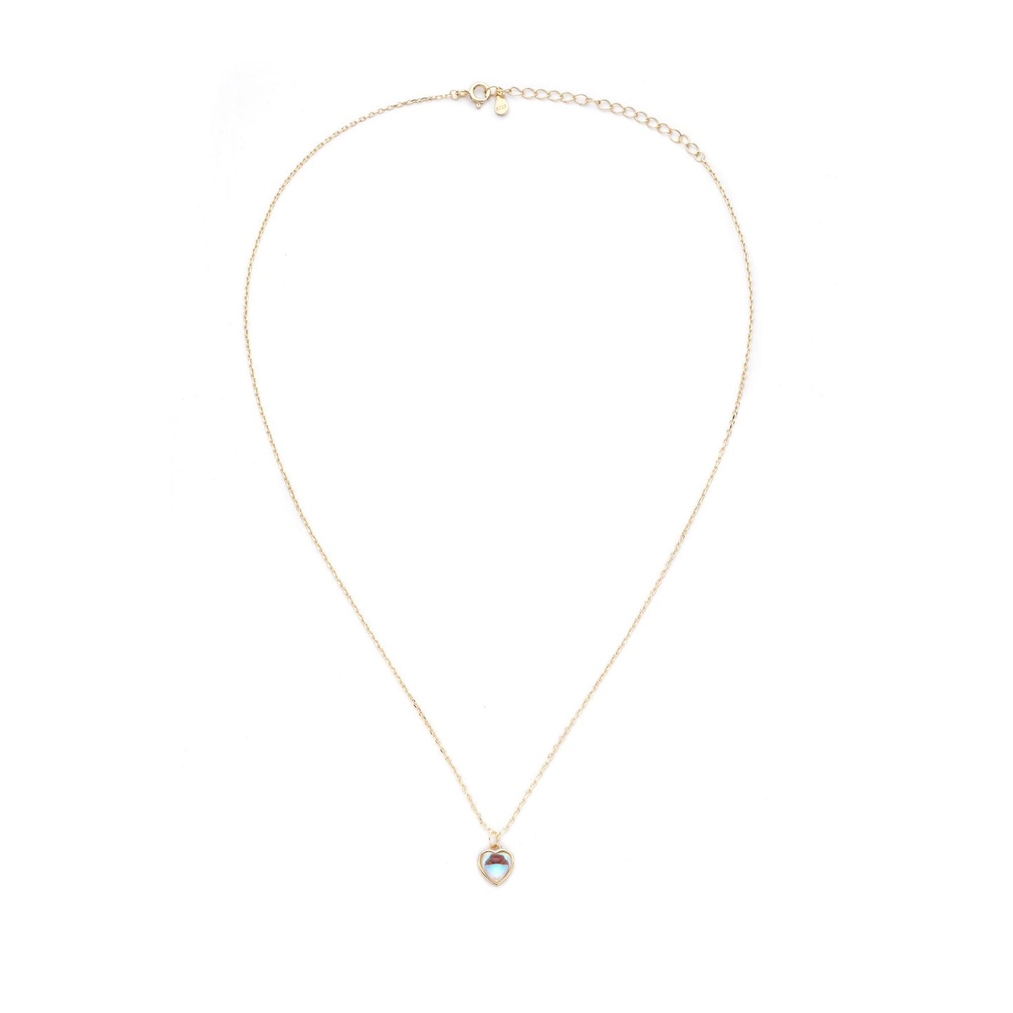 Sterling Silver Blue Crystal Love Necklace Aurora Heart Pendant