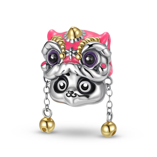Planderful Jewelry Sterling Silver Beading Pendant With Pink Panda Beads And 14K Gold Accents
