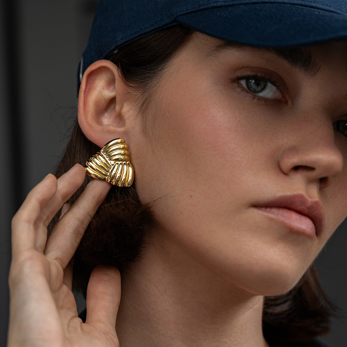 Planderful Stainless Steel Knot Stud Earrings Geometric Texture For Women Statement Vienna Verve