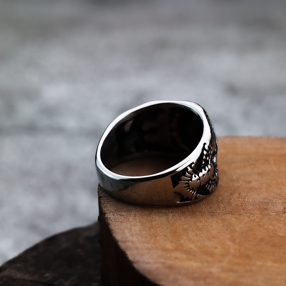 Nordic Viking Triangular Rune Titanium Steel Ring Wholesale
