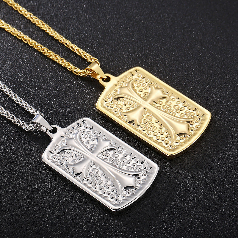 And Gift Cross Flower Square Army Brand Necklace, Creativity
