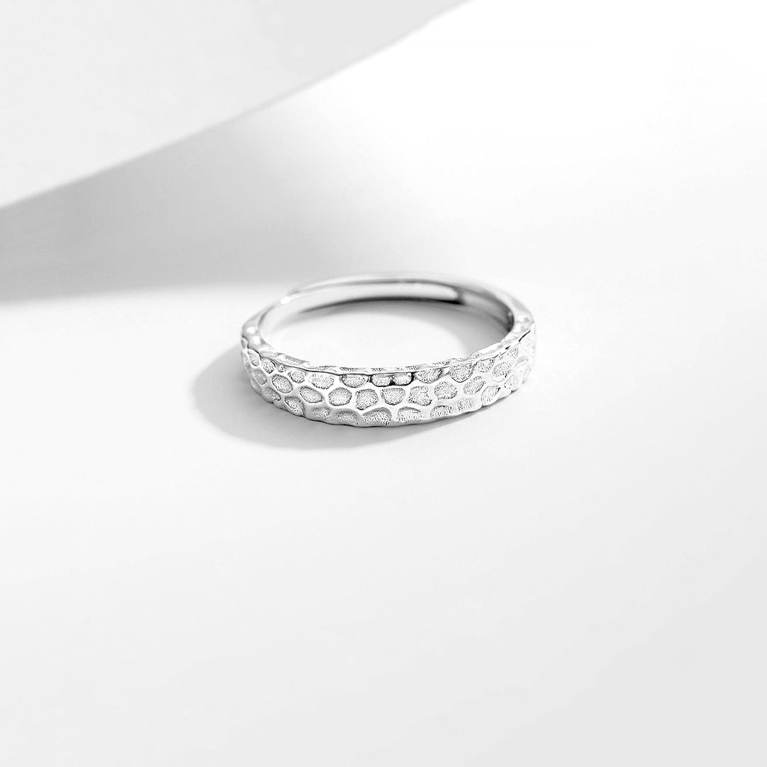 Planderful S925 Sterling Silver Irregular Geometric Ring For Women Adjustable Opening Minimal Korean Style