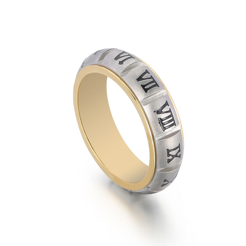 Couple Ring, Japanese And Korean Creative Stainless Steel Sand Surface Can Be Rotated