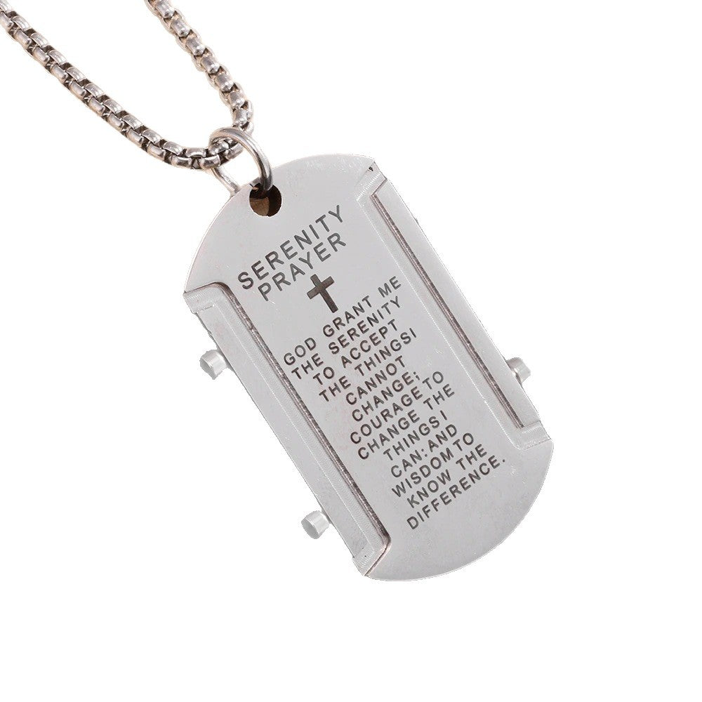 Planderful Personalized Tag Necklace Stainless Steel For Men Gift For Him Punk Square Pendant