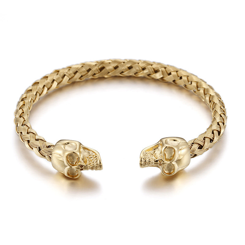 Stainless Steel Skull Open Men's Bracelet – Punk Bracelet.