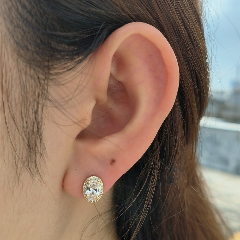 S925 Sterling Silver Fashion Versatile Zircon Stud Earrings