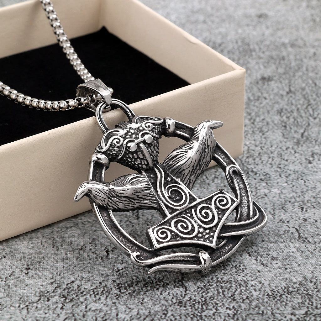 Vintage Viking Stainless Steel Men's Pendant Necklace