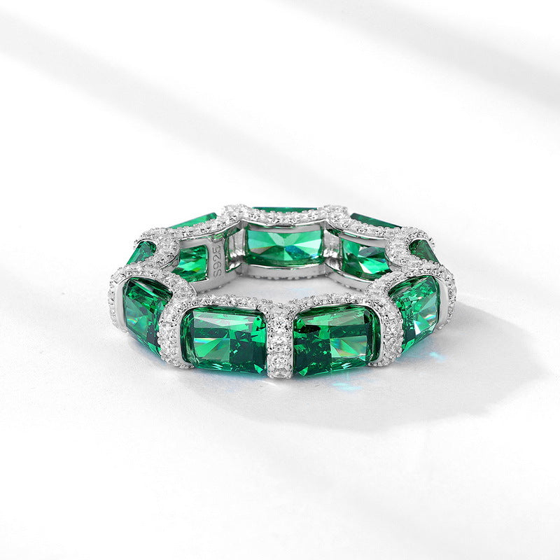 Planderful Classic Lab-Grown Emerald Sterling Silver Ring – Style 1