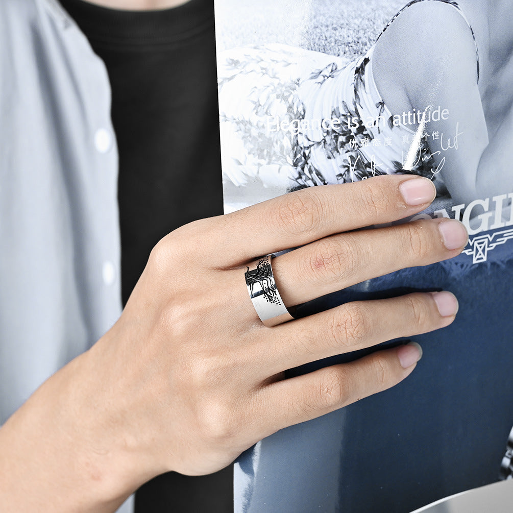 Planderful Tree Of Life Ring For Men Durable Stainless Titanium Steel Everyday Genie Collection