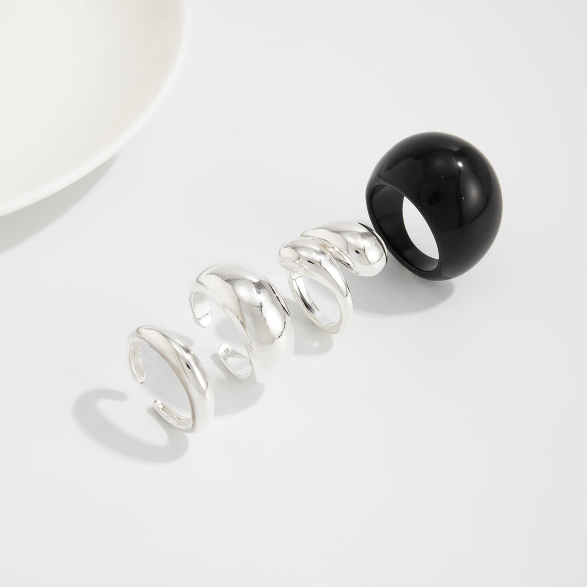 Planderful Geometric Landscape Ring Set With Resin Inlay Vienna Verve Collection Statement Jewelry For Women