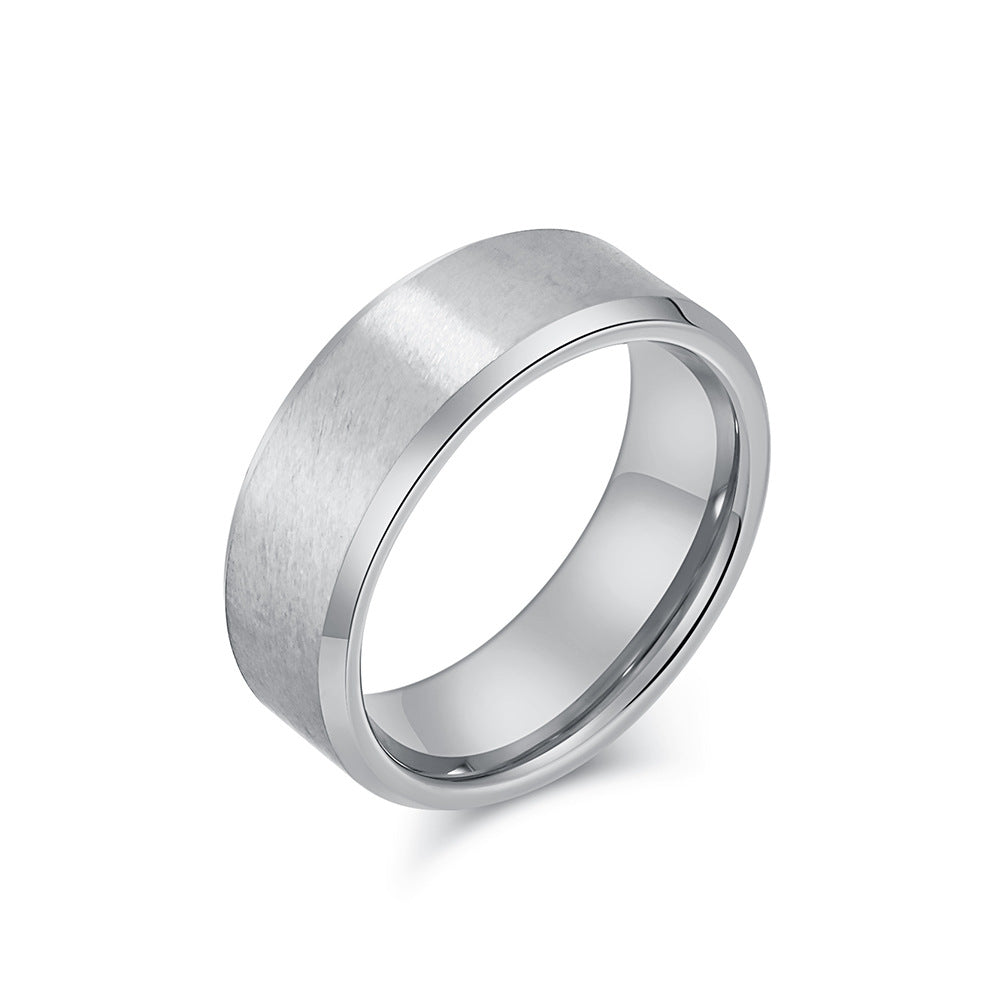 8mm Matte Brushed Tungsten Carbide Ring Men's Tungsten Gold