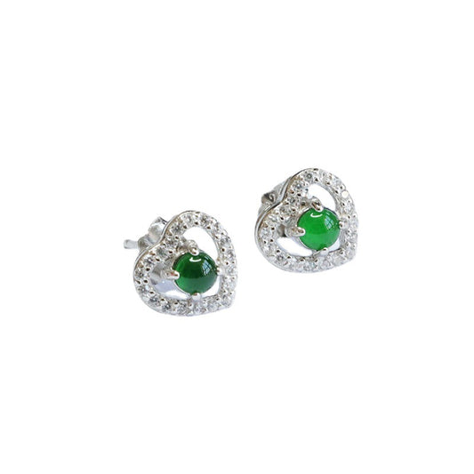 Embrace Love and Fortune with Natural Ice Emperor Green Jade Stud Earrings