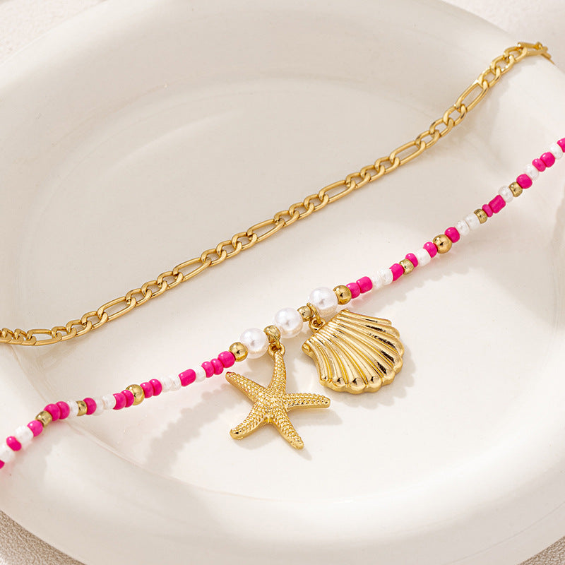 Bohemian Starfish Shell Necklace Set for Women by Planderful