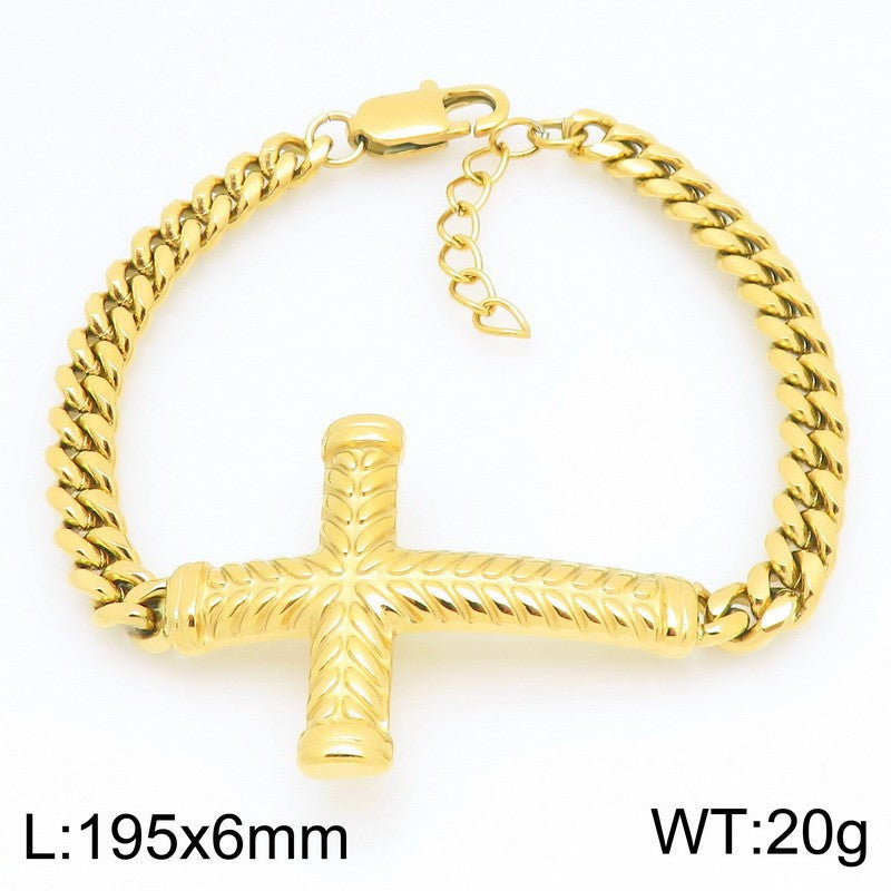 Adjustable – Rock Hip Hop Twist Cross Layered Cuban Chain Titanium Steel Men's Bracelet
