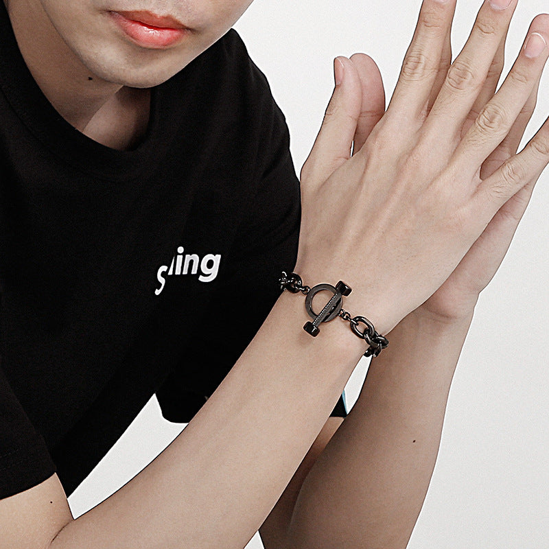 Planderful Everyday Genie Black Barbell Bracelet For Men