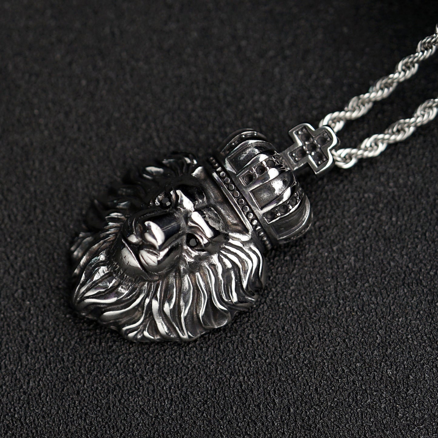 Steel Necklace – Statement Hip Hop Crown Pendant
