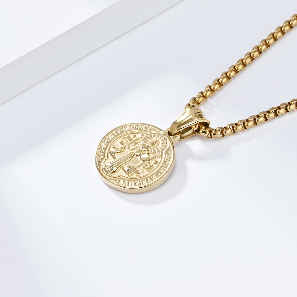 Cross-Border Niche St. Benedict Exorcist Titanium Steel Necklace