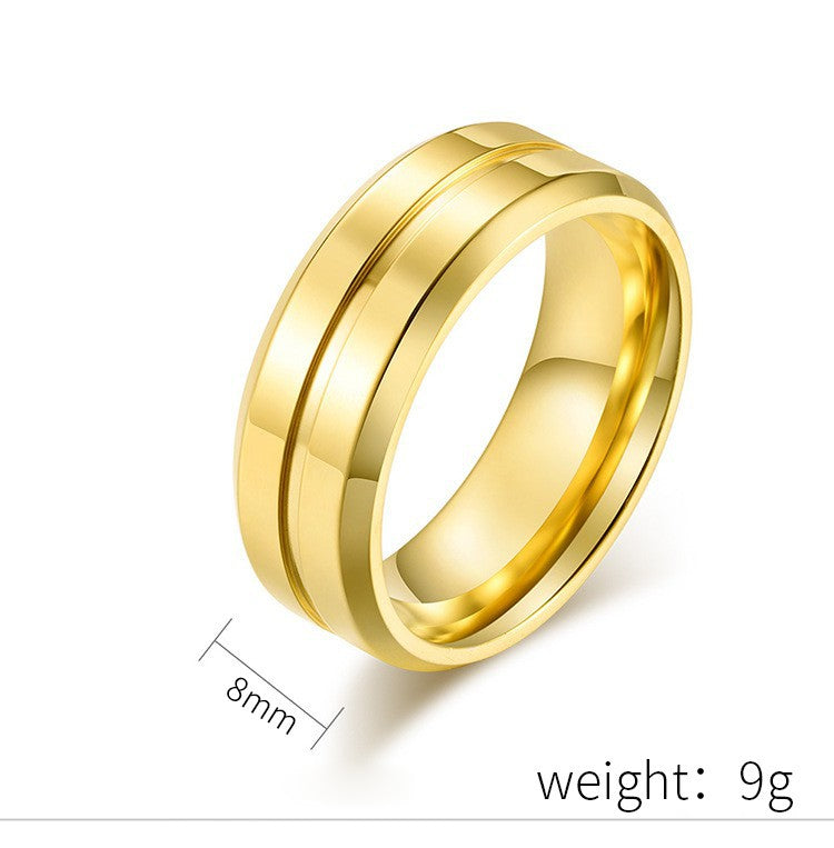 Planderful Titanium Steel Ring For Men Grooved Design Personalizable Everyday Wear Jewelry