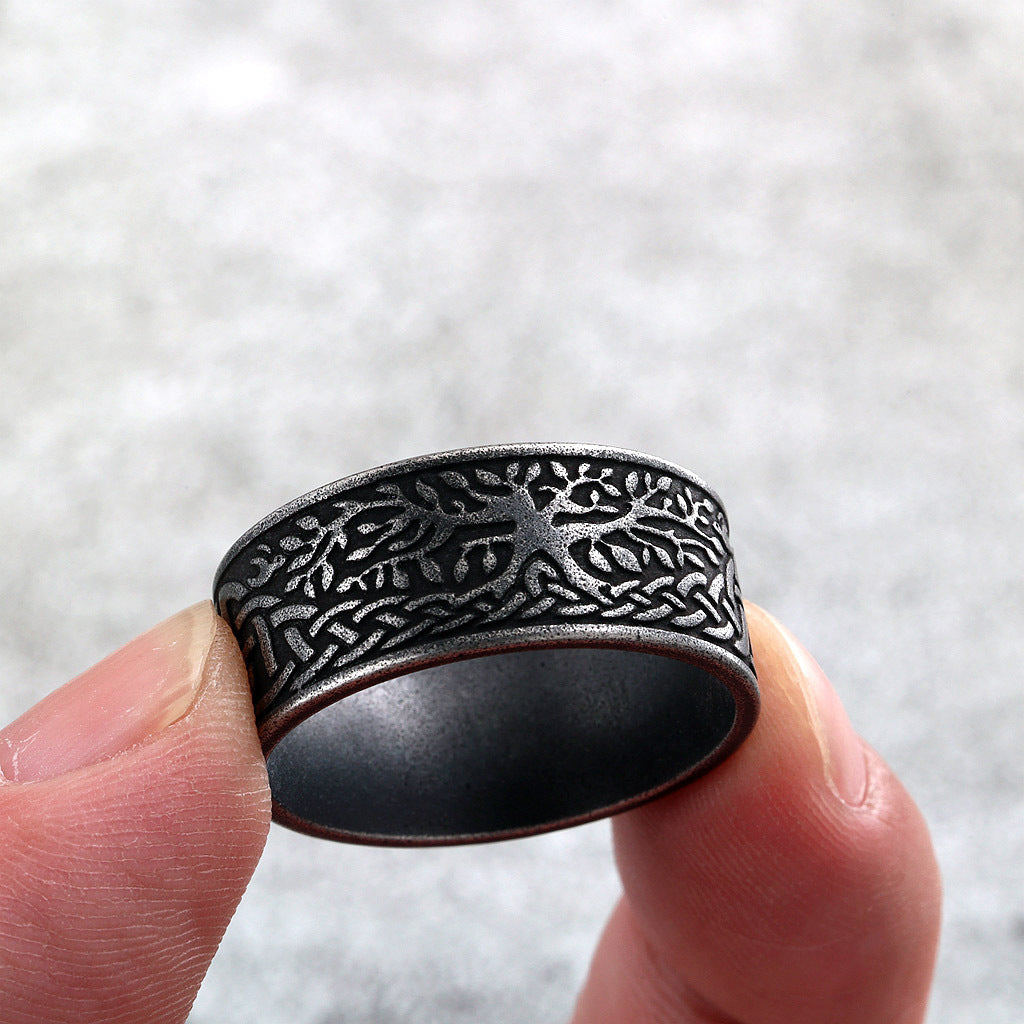 Vintage Tree of Life Stainless Steel Men's Ring