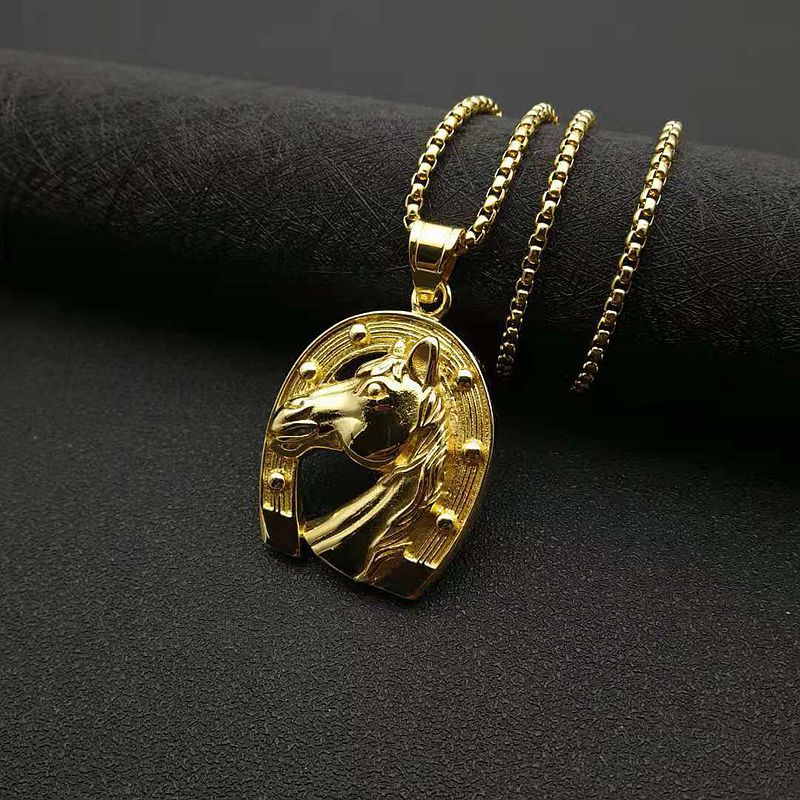 Stainless Steel Necklace - Statement Horse Head Pendant for Hip Hop Style Everyday Wear