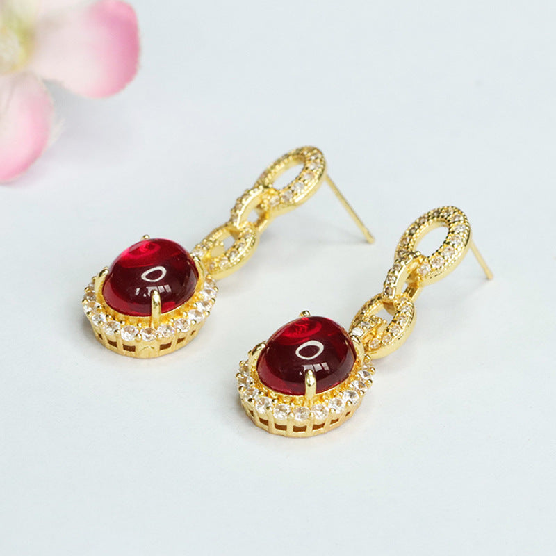 Lab-Grown Ruby Interlocking Stud Earrings