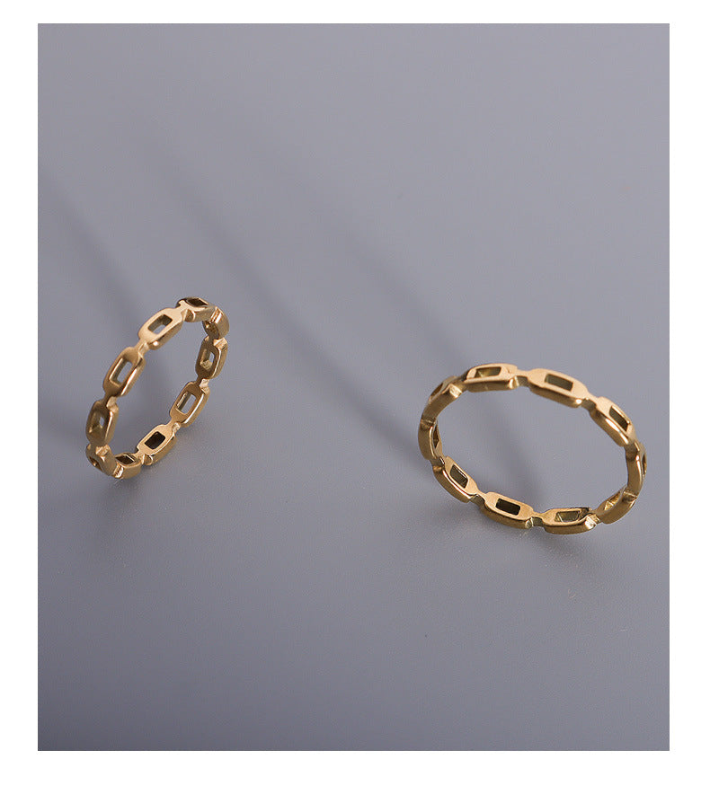 18k Gold French-Inspired Titanium Steel Hollow Index Finger Ring