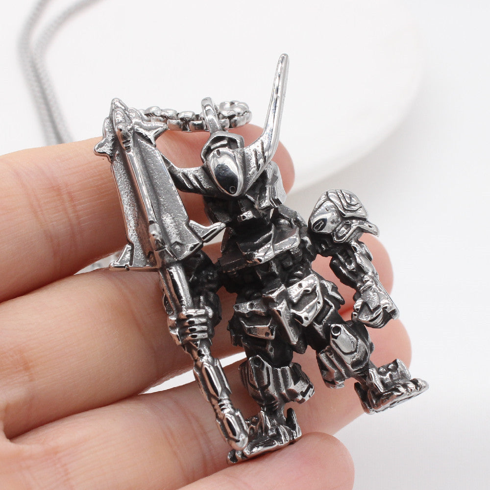 Personalized Retro Transformers Titanium Steel Pendant for Men - European and American Style Wholesale Jewelry