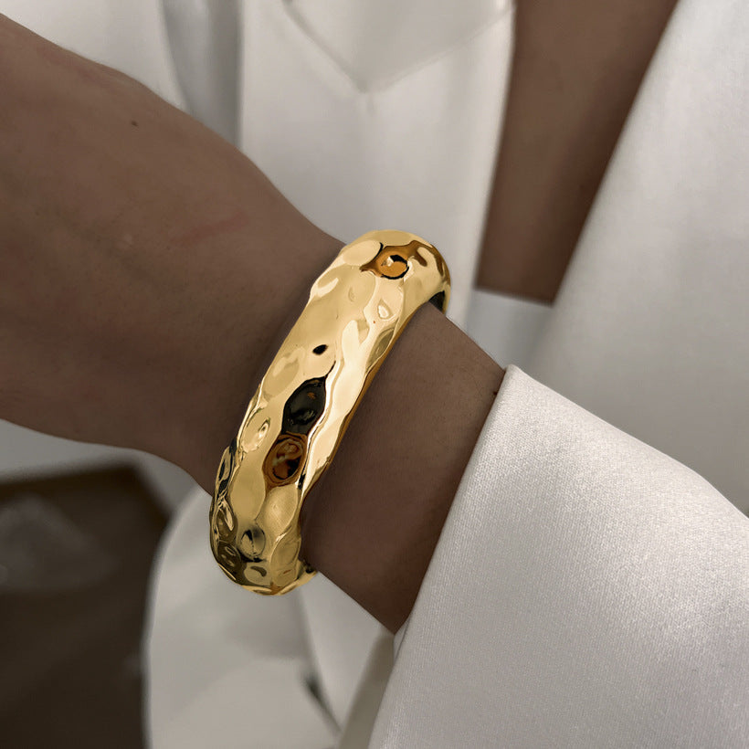 Bracelet Exaggerated Leaf Glossy Bang Irregular Stripe Open-Top Bracelet