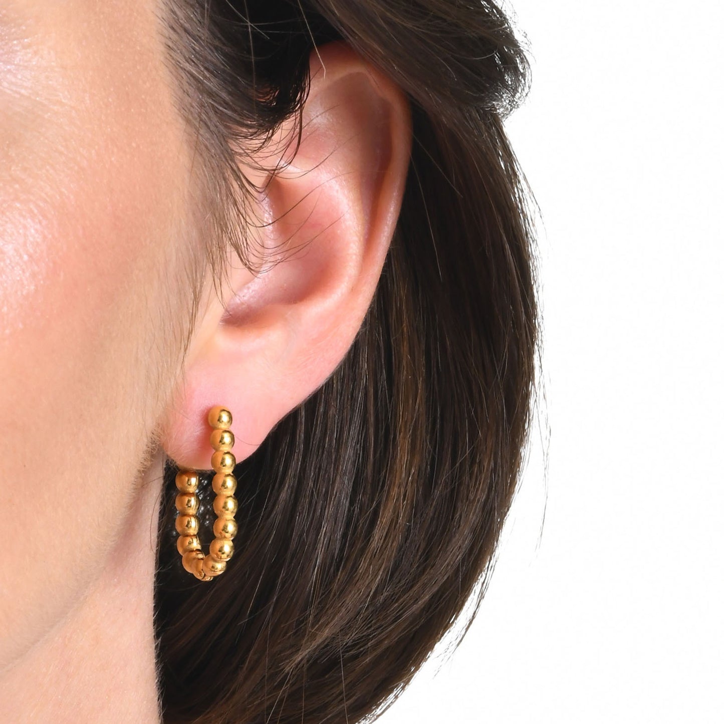 Cross-Border New Earrings Stainless Steel Plated 18K Gold Bead U-Shaped Women's Earrings