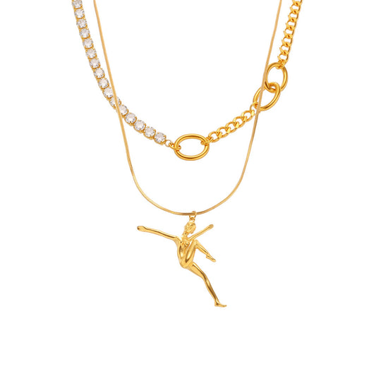 Planderful Dancing Girl Collarbone Necklace 5A Zircon Women