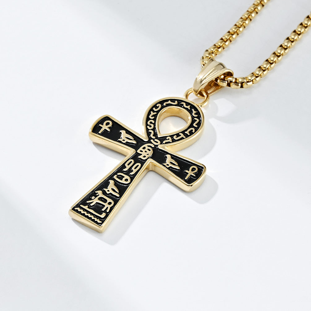 Planderful Ankh Cross Necklace Titanium Steel Unisex Elegant Egyptian Symbol Jewelry Everyday Genie Collection