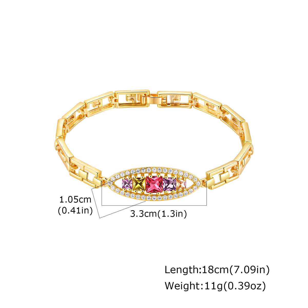 Heart Flower Rose Zircon Copper Bracelet