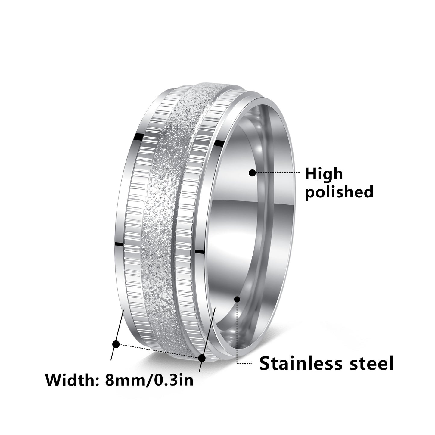 Planderful Everyday Genie Stainless Steel Couple Ring Unisex Wedding Band Durable Statement Design For Couples