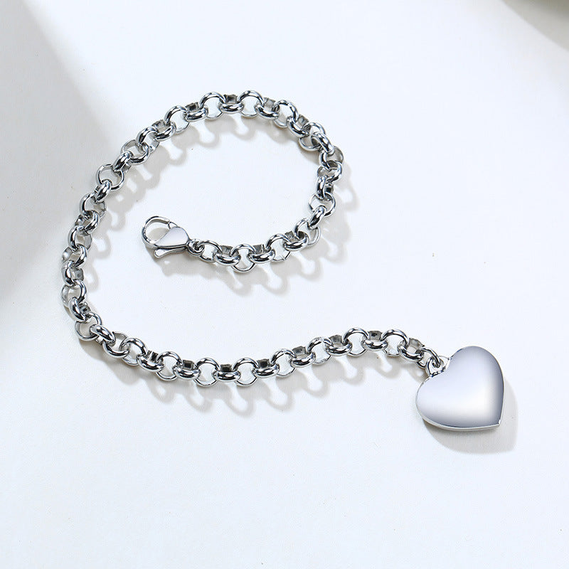 Stainless Steel Heart Accessories Bracelet Gold Steel Rose Gold
