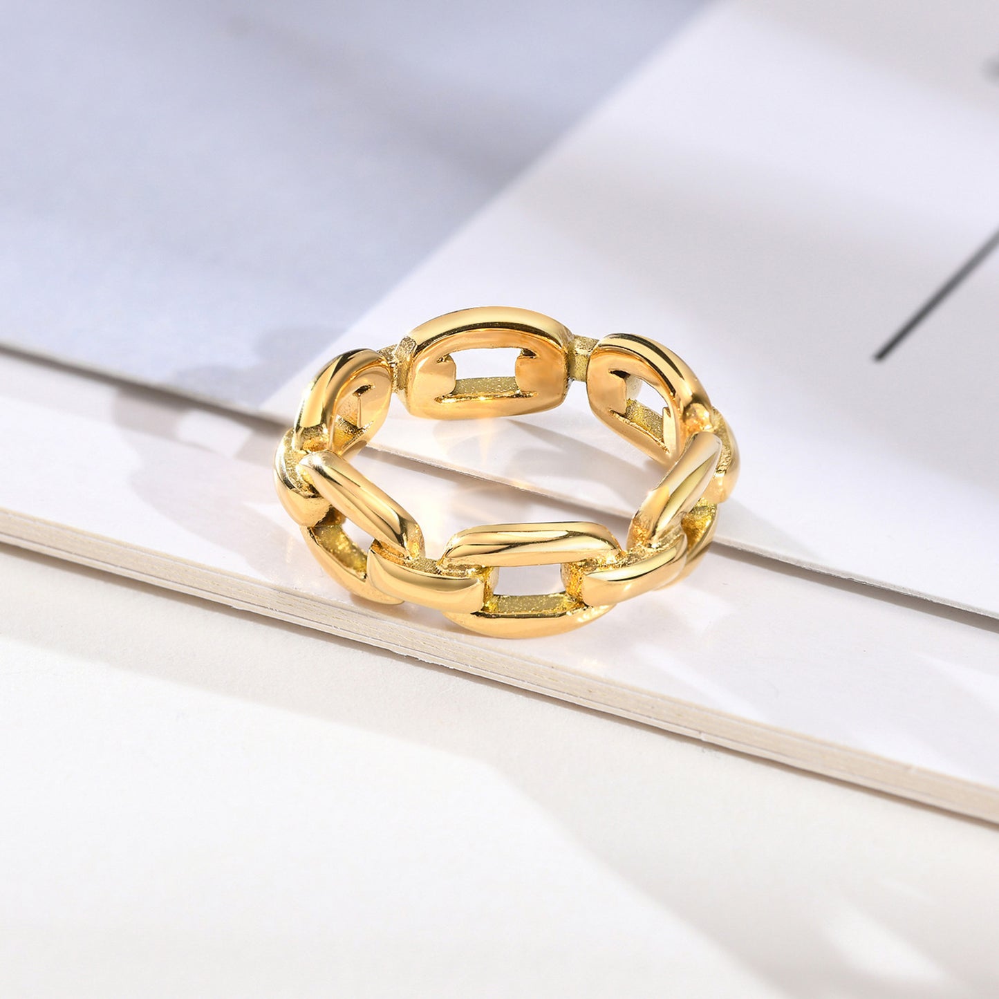 Stainless Steel Chain Ring Gold Women's Fashion Jewelry Wholesale