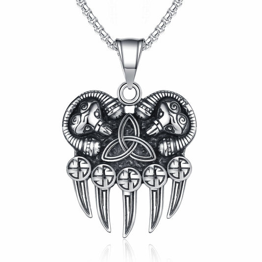 Steel Necklace – Statement Viking Bear Claw Pendant For Bold Warriors And Collectors